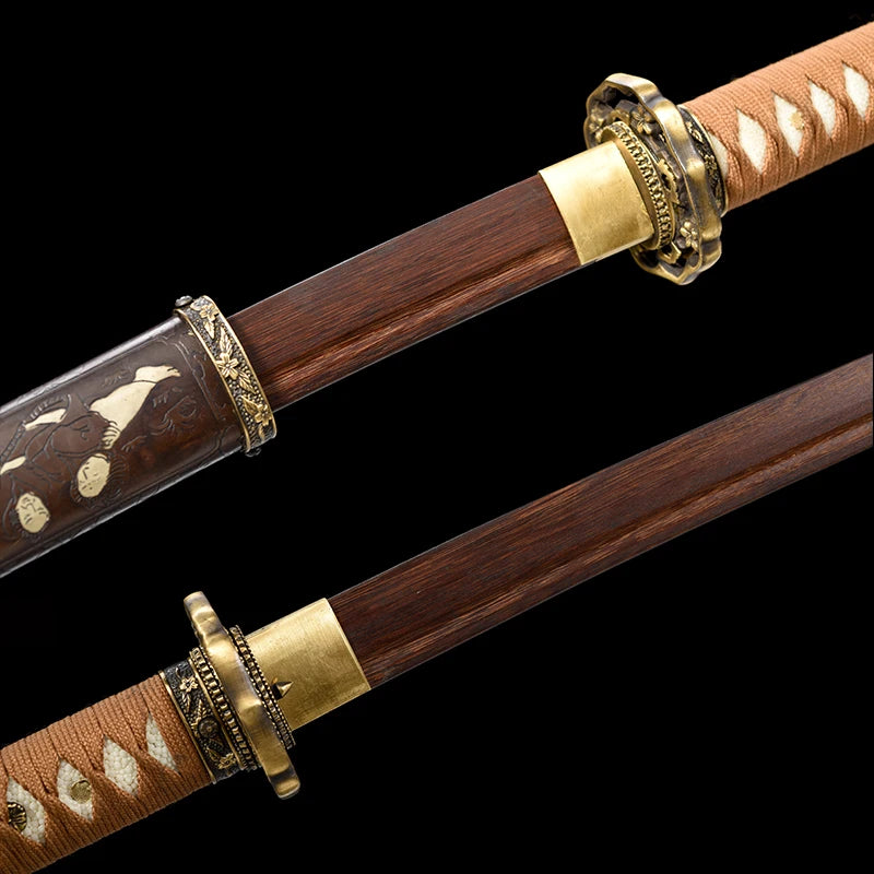 Wooden Sword, Japanese Officer's Sword, Saber Katana, Metal Saya Couple Pattern, Collection, Samurai Sword,Can Custom