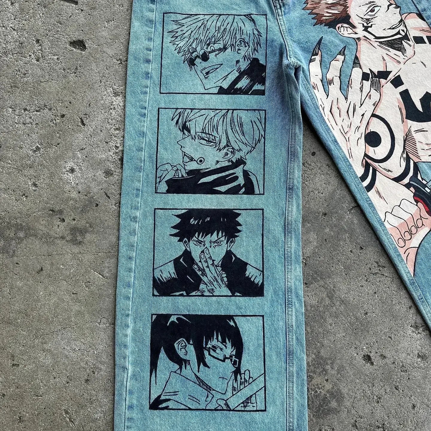 Harajuku high street y2k baggy jeans vintage wide leg denim pants popular anime jeans streetwear couples trouser men clothing