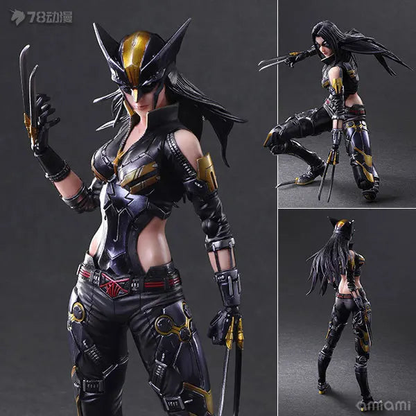 SQEX Original PlayArts Changes Series Marvel Comics Female Wolverine Anime Action Figure Model Toy Model Ornaments Gifts for Boy