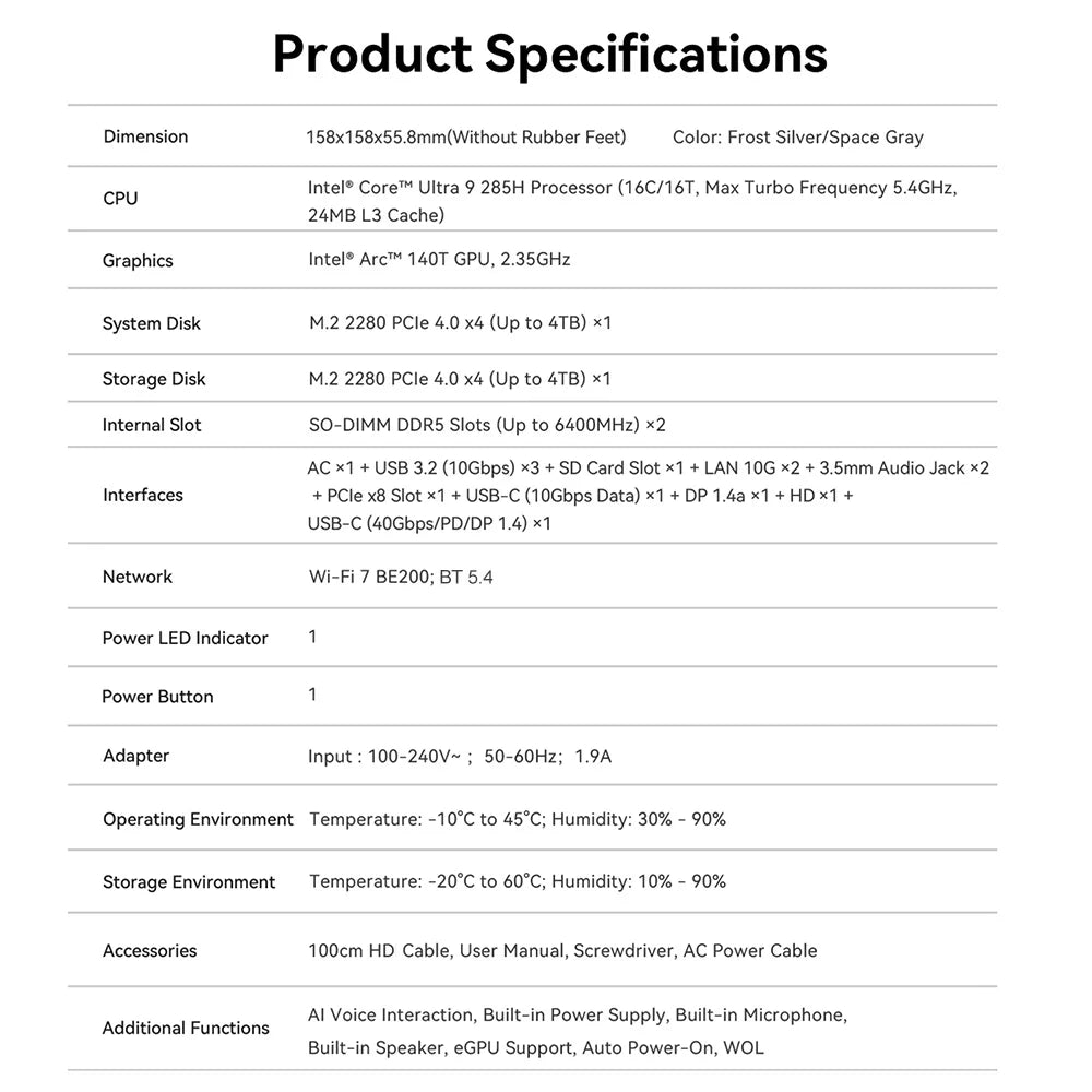 Beelink GTi14 GTi15 Powerful AI PC Intel Ultra9 185H 285H GTi13 i9 13900HK 32G DDR5 1T NVME SSD Desktop Computer Mini Gaming PC