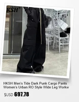 HKSH Spring New Men Tide Punk Sand Waste Land COS Asymmetric Deconstruction Pleated Coats Futuristic Washed Short Jackets HK4206