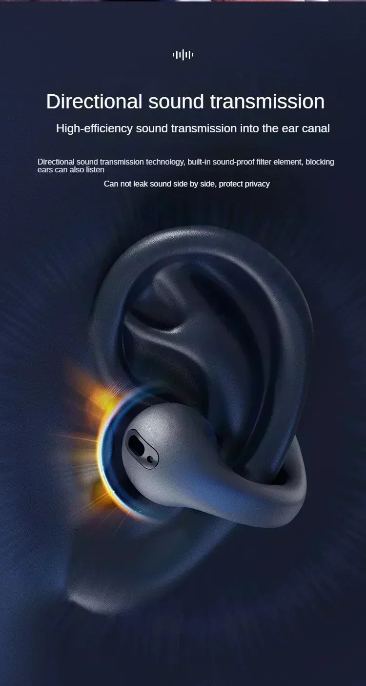 T75 Fone Bluetooth Headset 5.3 Wireless Air Conduction Headphones Clip Ear Music Noise Canceling HD Call Sports Gaming Earphone