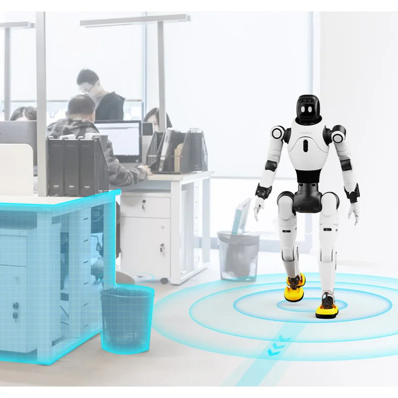 Humanoid robot with hot swappable 500Wh battery and optional charging station for continuous daily operation