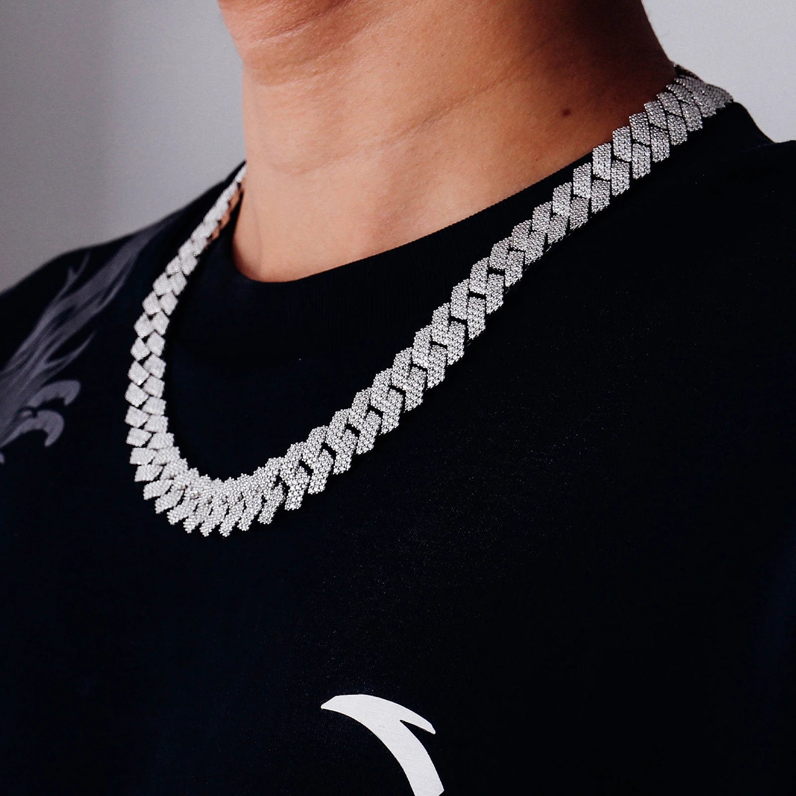 Provence S925 Sterling Silver Cuban Chain for Men 15mm Moissanite Link Chain Cuban Necklace for Women Miami Hip Hop Chokers