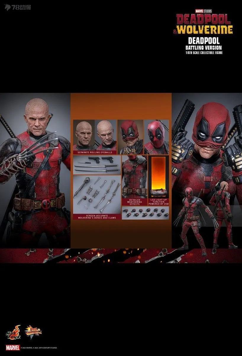 In Stock HOT TOYS MMS782 Deadpool BATTLING VERSION 1/6 Movable Model Collection Toys HT MMS 782 Deadpool & Wolverine Wade