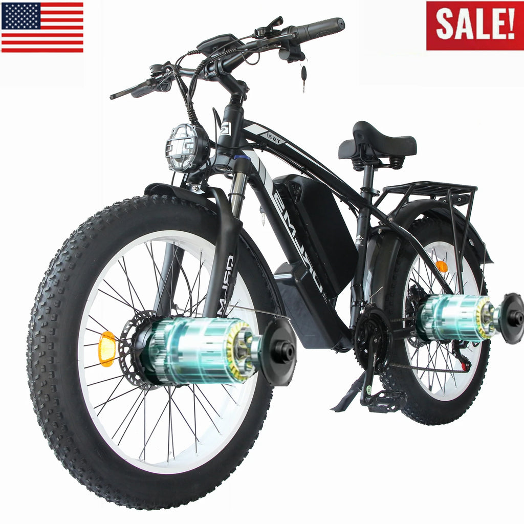 New Dual Motor 26" Electric Bike 3000W Peak E-Bike Bicycle  60V 25AH Fat Tyre