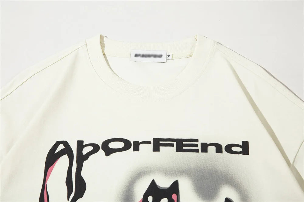 Hip Hop Streetwear Summer T Shirt Men Anime Cartoon T-shirt Casual Loose Half Sleeve Round Neck Pure Cotton Tops Tees Couple