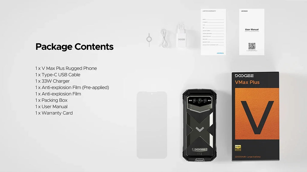 DOOGEE V Max Plus Rugged Phone 6.58" Display Dimensity 7050 Telephone Portable 36GB+512GB 22000mAh 200MP Smartphone Android 14