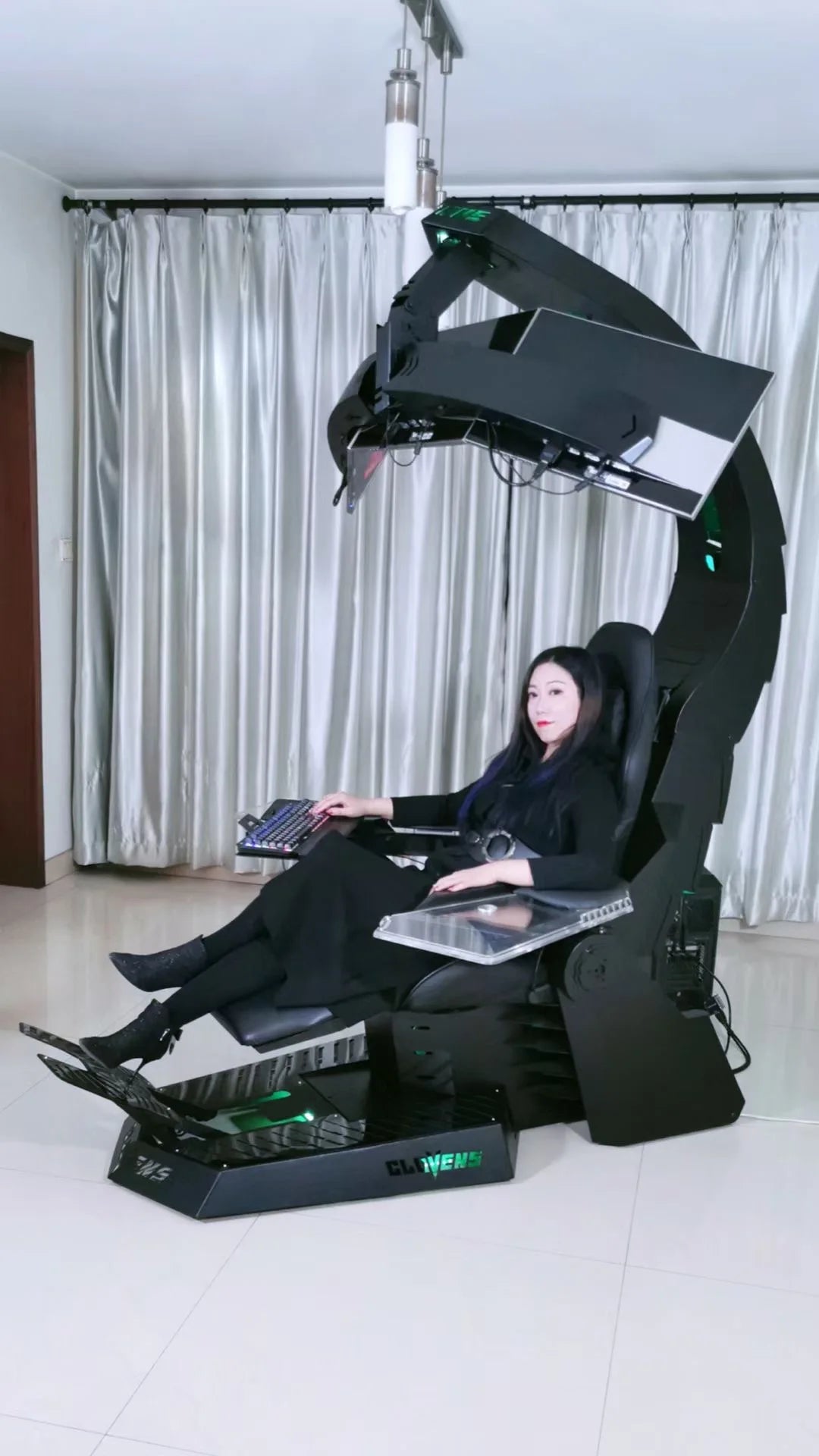 Unicorn Cluvens Brand Scorpio Hot Sell Ergonomic Silica Gamer Chair RGB LED High Back Swivel Racing Gaming Chair With Foot Rest