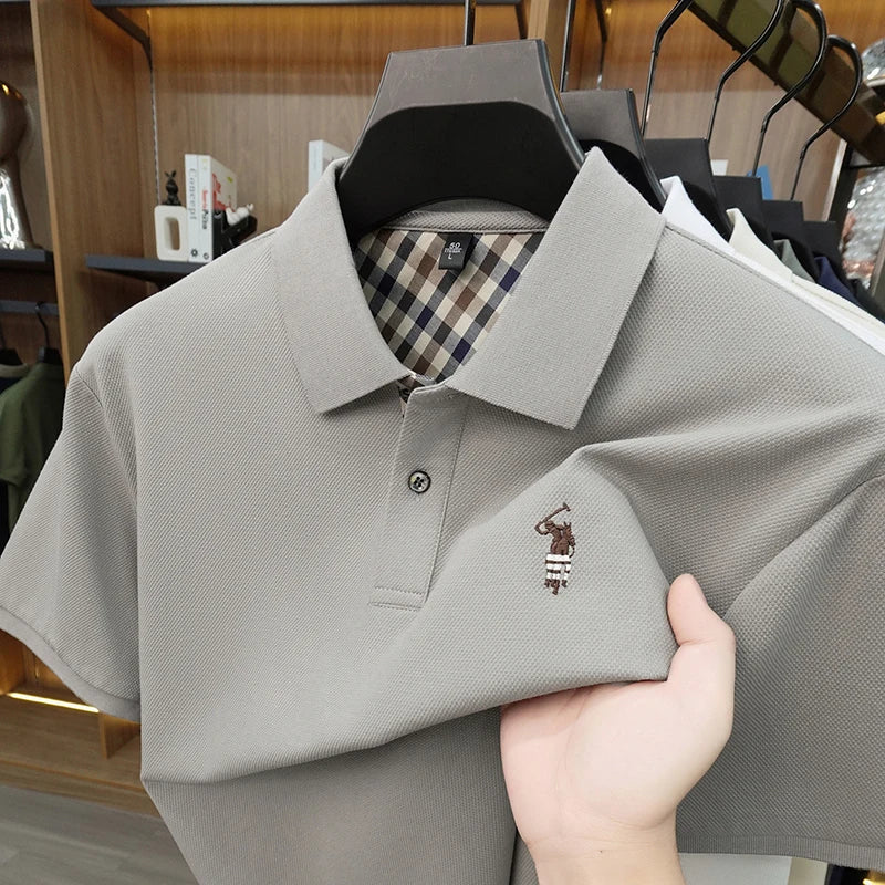 Designer luxury brand short sleeve polo shirt men summer trend striped hot selling Paul embroidery business casual golf T-shirt