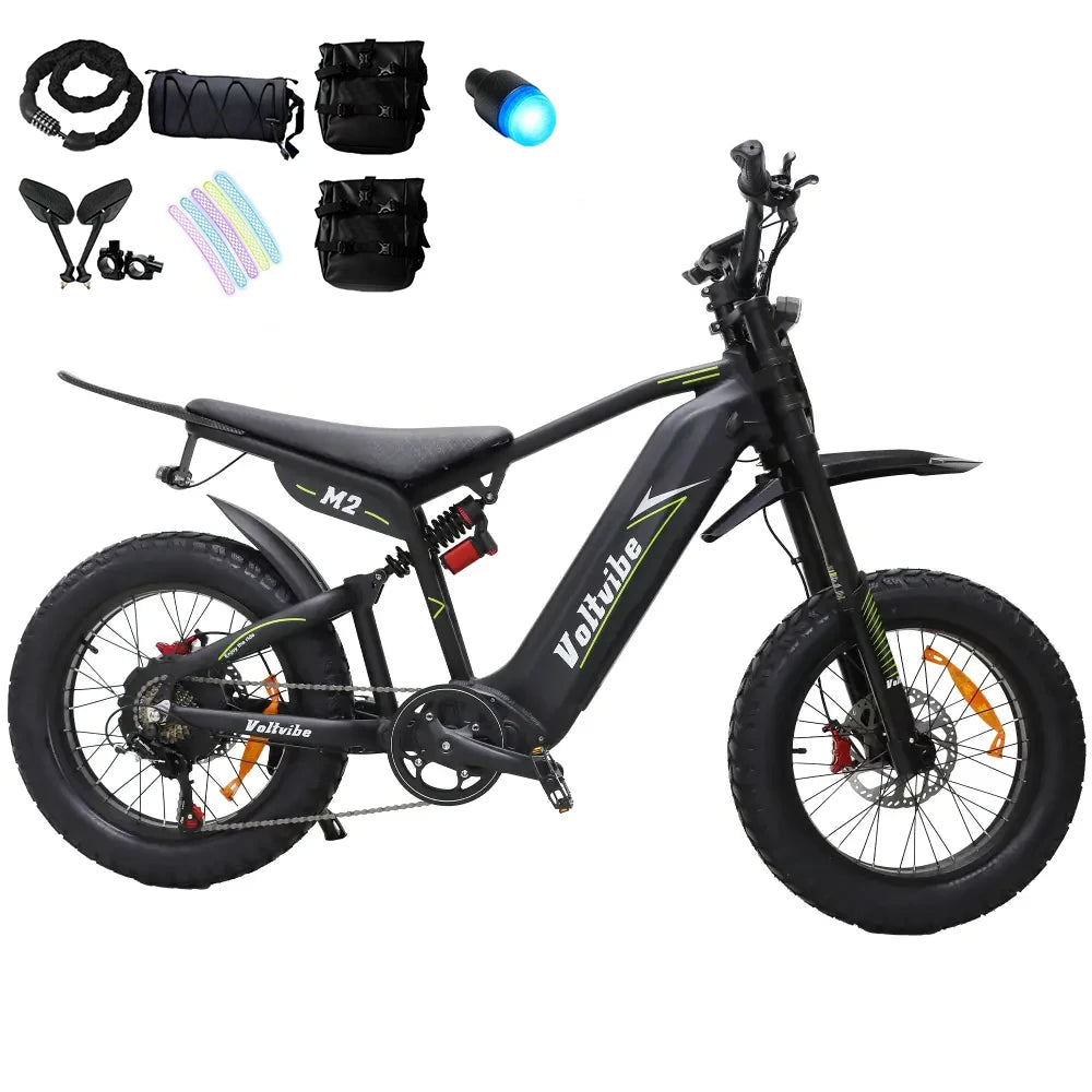 BAOLUJIE M2 Electric Bike Adults Mountain Bike 60V 25AH 20" Tires Ebike 2000W High-speed Motor Max Speed 45MPH【1 Year Warranty】