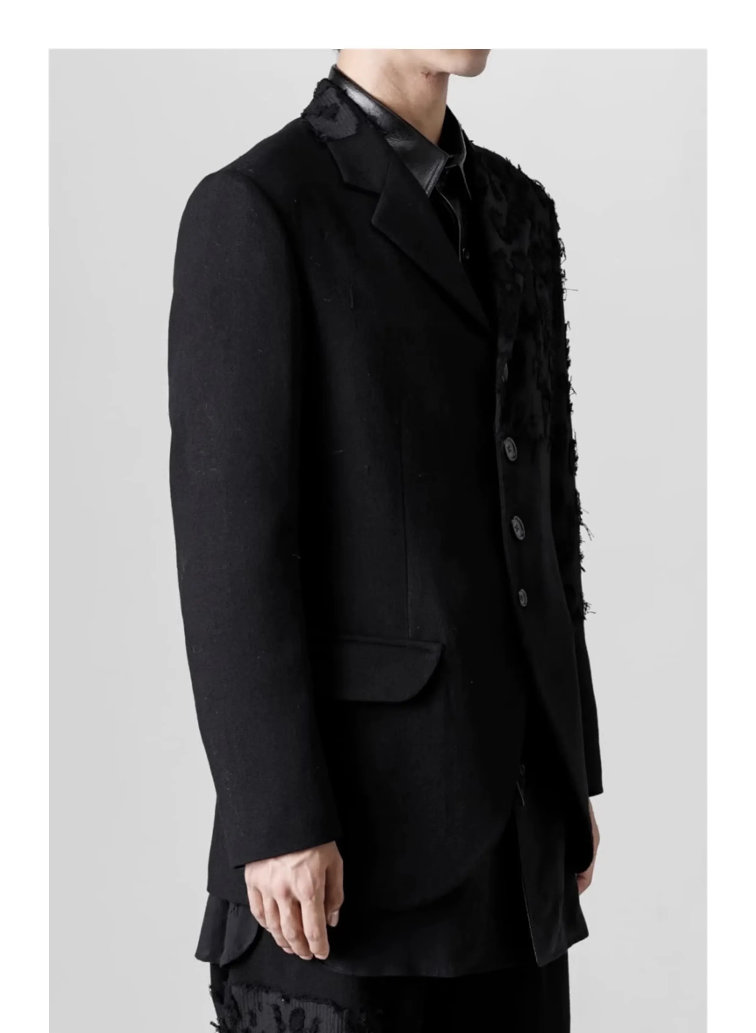 YOJI OOAK Design sense men's patchwork single breasted suit jacket special processing leopard print style 4 button top