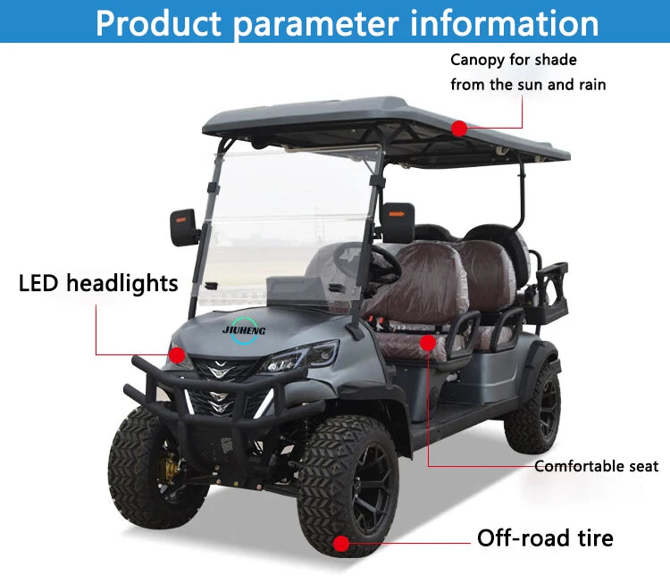 High Performance New Road 6 Wheel Drive Street Legal Club Car Electric Golf Cart Buggy 30-50Km/h Front Disc Brakes80-100km Range