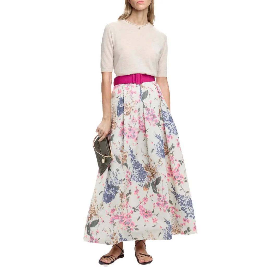 CHCH Women Long Skirts Fashion Women High Waist Zipper A Line Contrast Patchwork Loose Elegant Party Looks Ladies Maxi Skirt