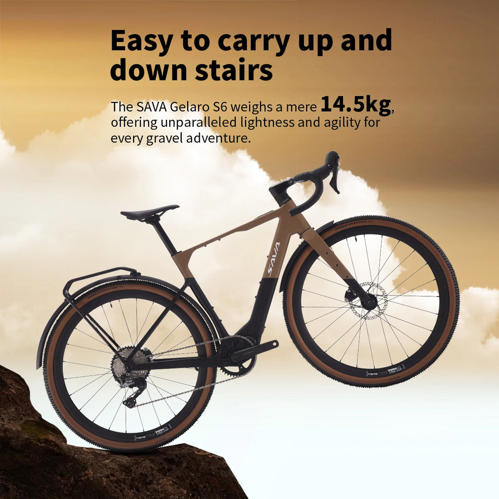 SAVA E-BIKE Carbon Fiber Gravel Electric Assist Bicycle, equipped with SHIMAN0 GRX ST-RX600 groupset