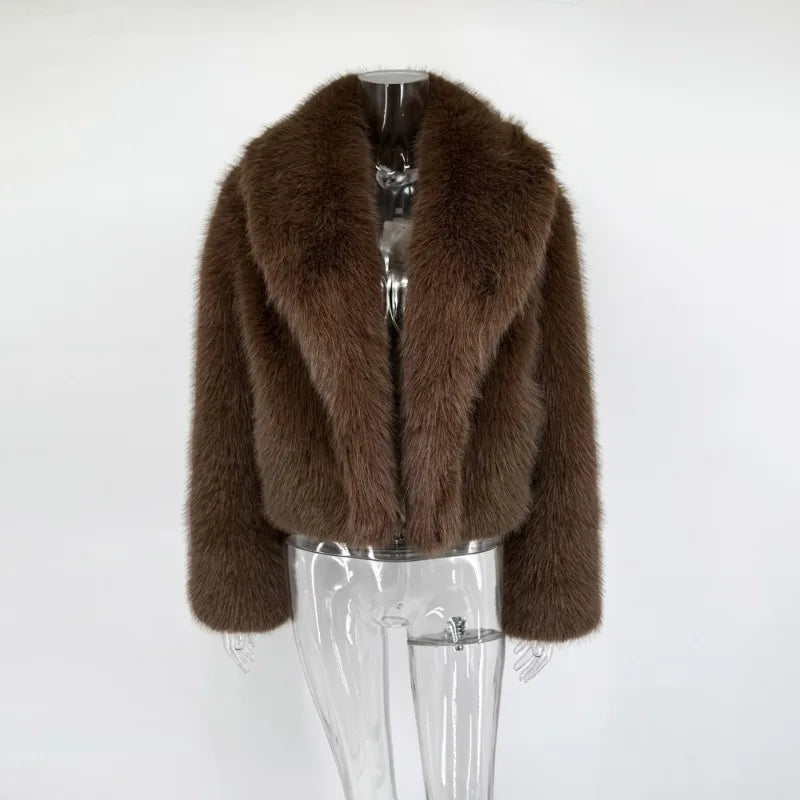 Tossy Winter Fashion Fur Feather Outwear For Women Lapel High Waist Warm Loose Long Sleeve Commute Coat Female Fur Feather 2025