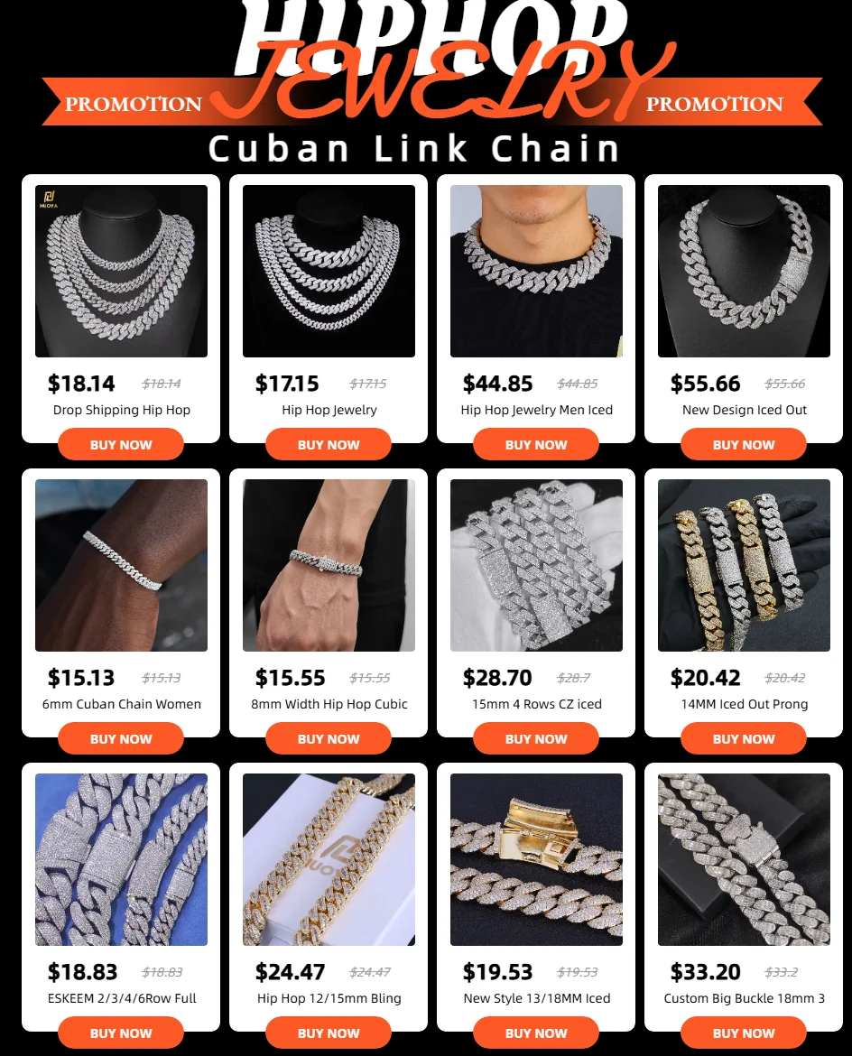 10mm Hip Hop Cubic Zircon CZ Iced Out Bubbles Cuban Link Chain Necklace For Men Women Jewelry Birthday Gift