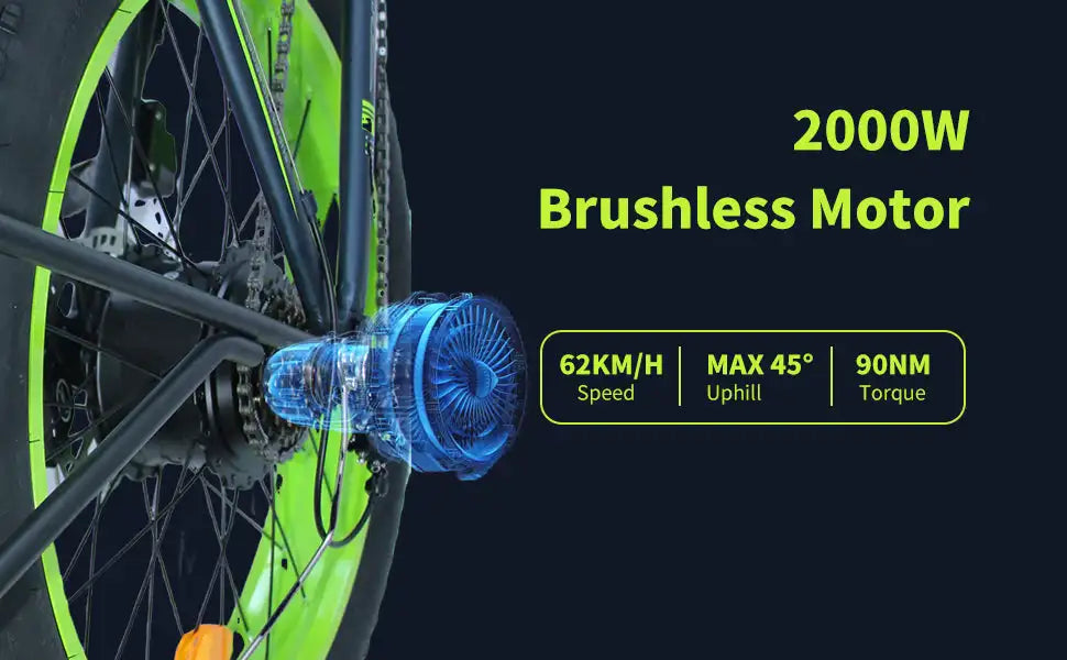 3000W E-Bike 60V 25Ah Dual Motor 38 MPH 26" Fat Tire Electric Bicycle for adults