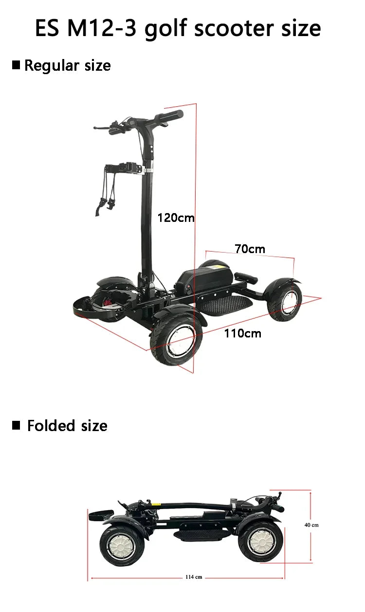 Factory Hot Selling Folding  4 Wheel Electric Golf Scooter with Bag Holder Cart Scooter Golf Carts Electric