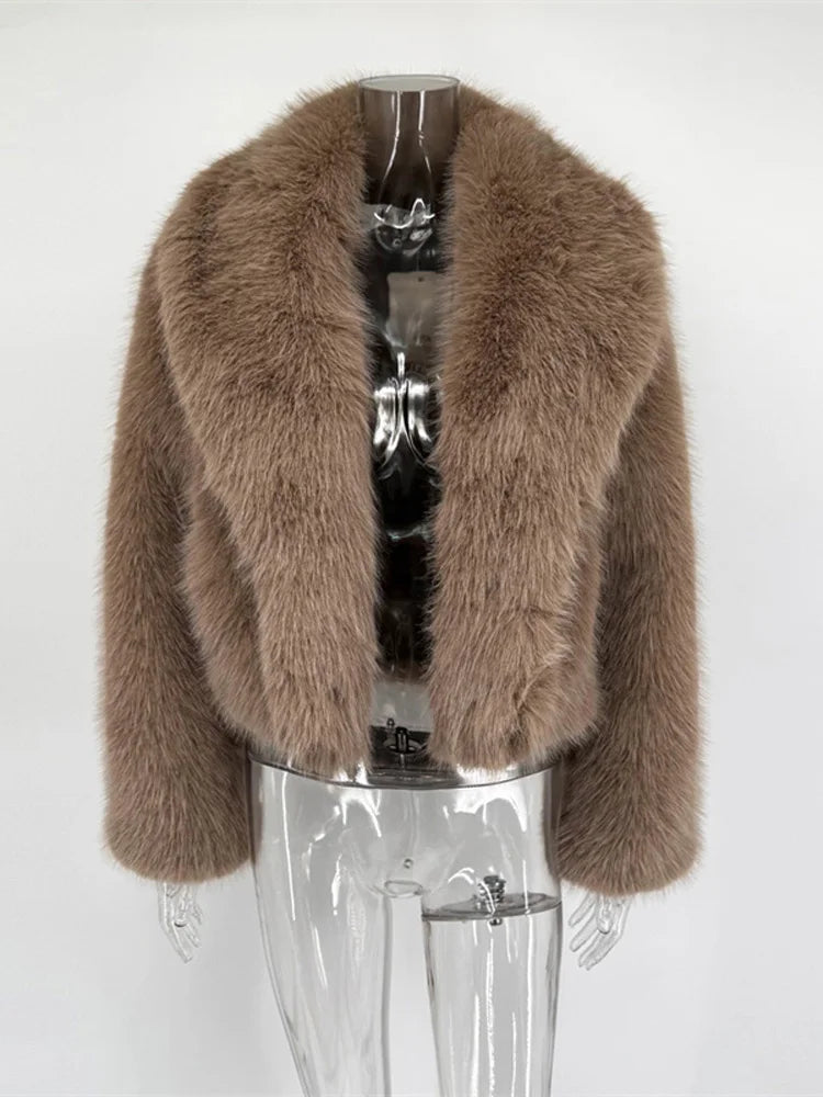Tossy Winter Fashion Fur Feather Outwear For Women Lapel High Waist Warm Loose Long Sleeve Commute Coat Female Fur Feather 2025