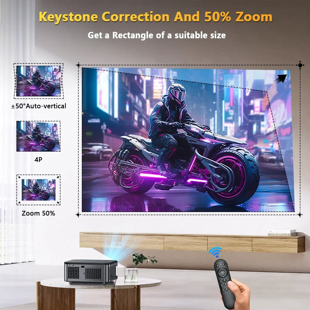 XIWBSY 1000ANSI Android Projector 25000 Lumens 4K AutoFocus/Keystone Projector Office Video Home Theater Portable Beamer Outdoor