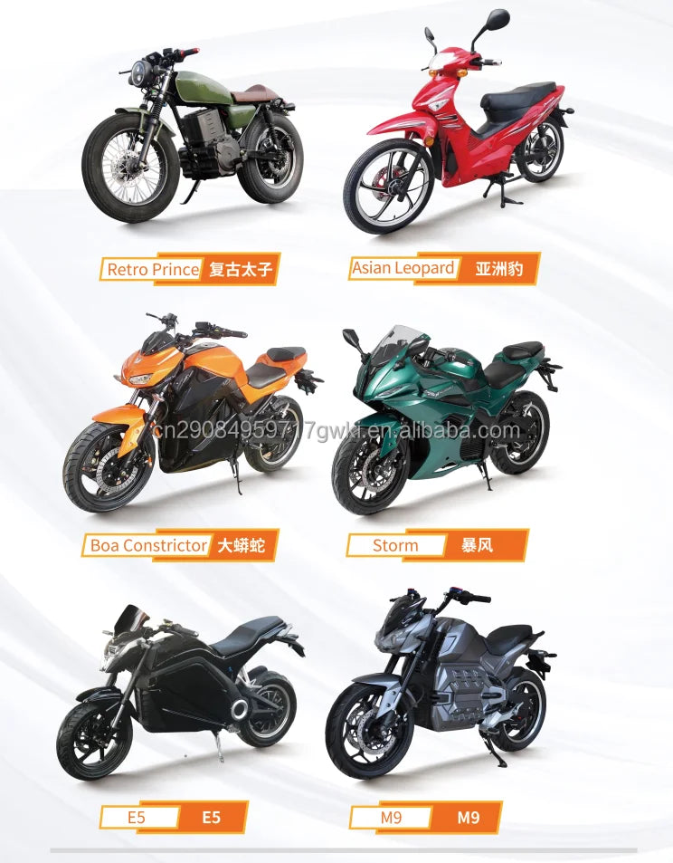 Custom 2000W 2 Seaters Electric Motorcycle Chopper Street Mopeds Motor Bike 60V 12-45Ah Long Range