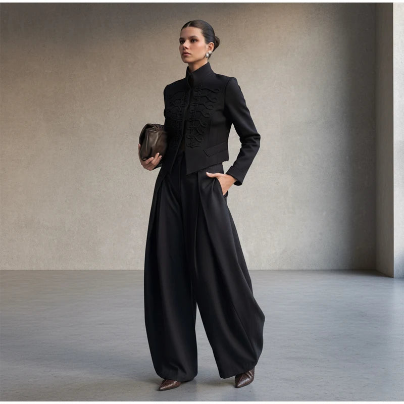 Fashion Stand Collar Military Jacket Women Casual V-neck Full Sleeve Single Breasted Short Jackets 2026 Lady Spring Commute Coat