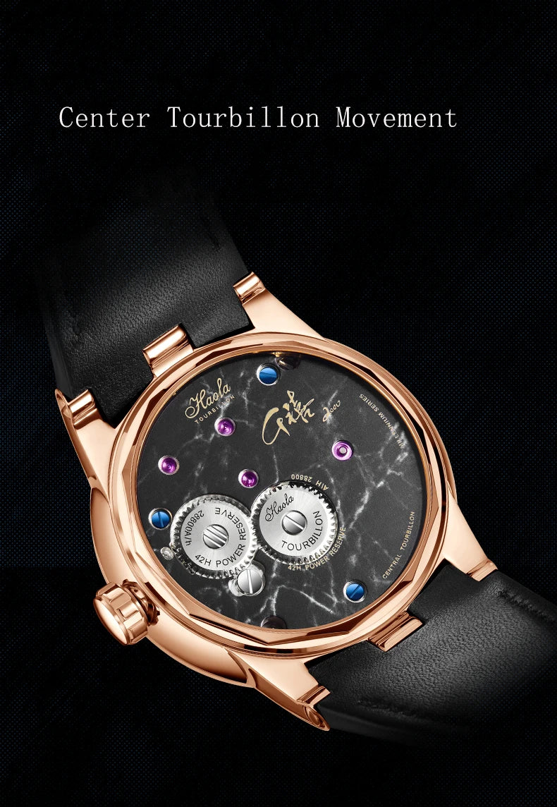 Haofa 2000 Center Tourbillon Movement Man Watch Luxury Sapphire Zodiac Tourbillon Mechanical Mens Watches Limited Edition