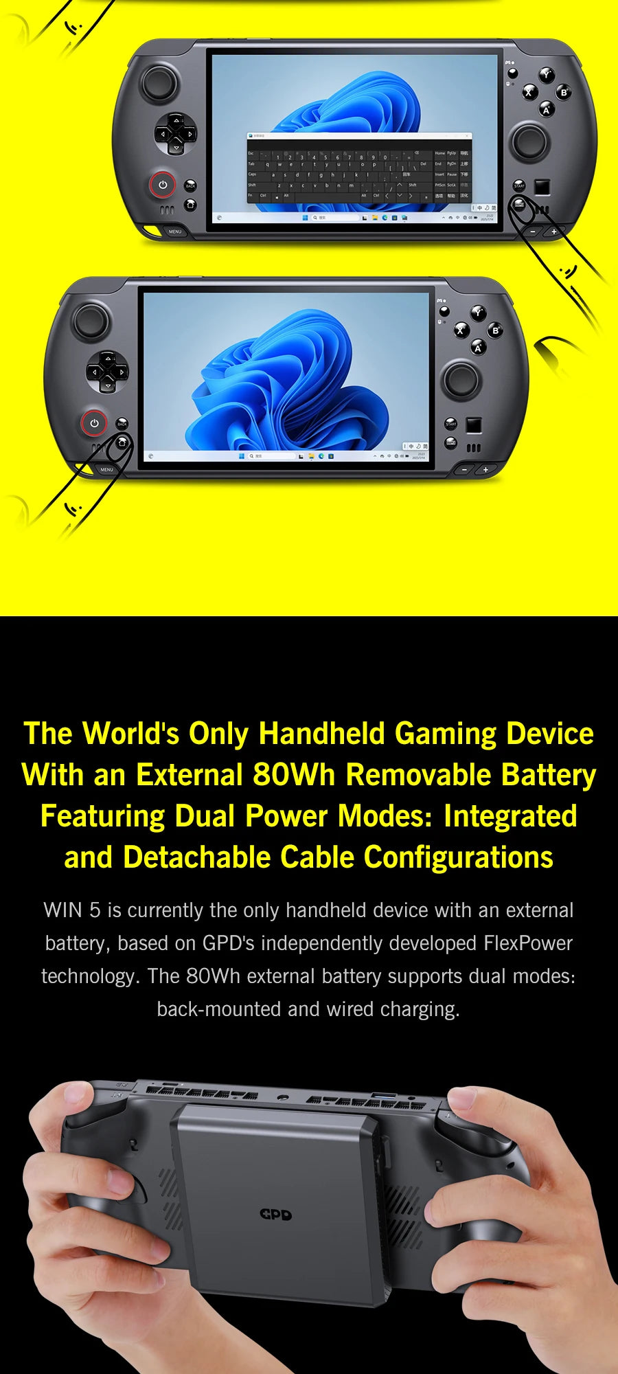 GPD WIN 5 Handheld Gaming Laptop Portable Gaming Entertainment with Laptop Functionality