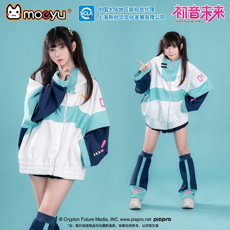 Moeyu Anime Coat for Men Miku Cosplay Windbreaker Jacket Hooded Jackets Women Clothing Costume Casual Outwear Zipper Sportswear