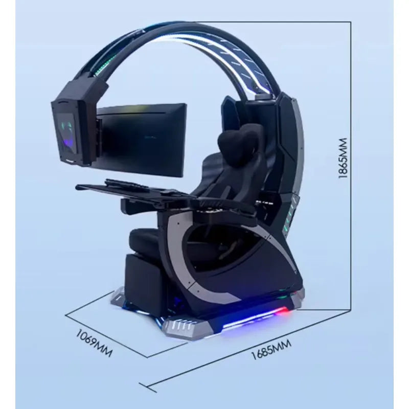 Custom Support 2 Screens Super Dream Pod Zero Gravity Recline Tilting PC Gaming Racing Chair Gaming Cockpit