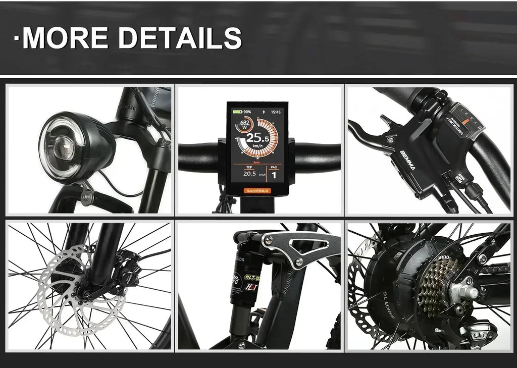 SAMEBIKE RS-A08 Electric Bike 1000W Motor 48V 17Ah Battery Hydraulic brake 26*4.0Inch Fat Tires Electric Bicycle Mountain E-bike