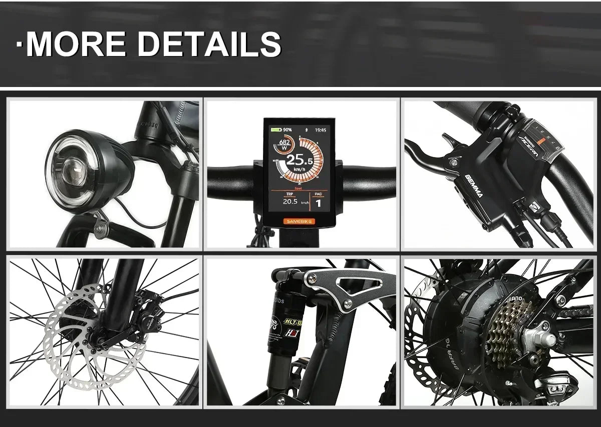 SAMEBIKE RS-A08 Electric Bike 1000W Motor 48V 17Ah Battery Hydraulic brake 26*4.0Inch Fat Tires Electric Bicycle Mountain E-bike