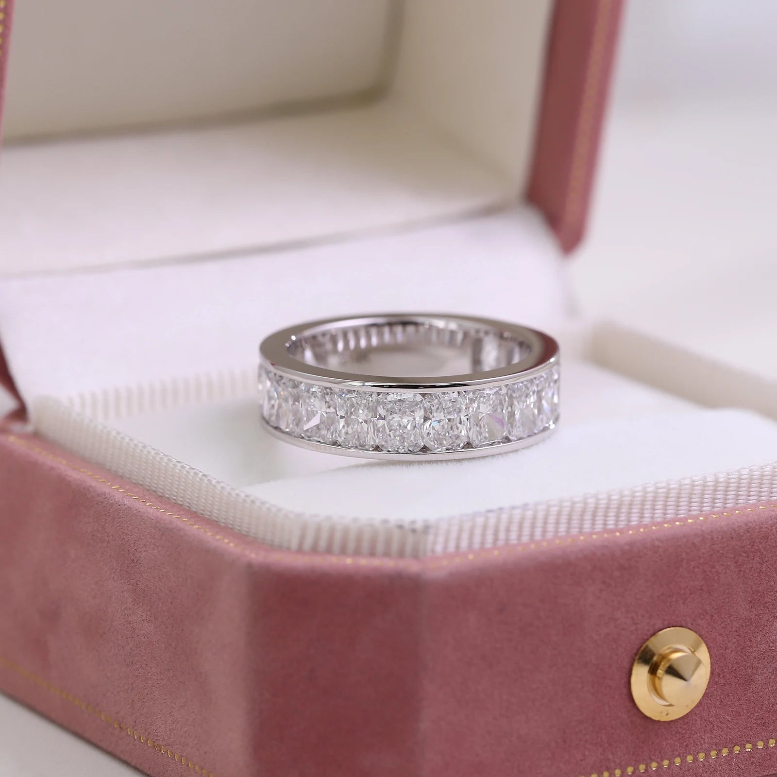 Provence Luxury Radiant Cut Ring 14K 18KGold DEF/VS Lab Grown Diamonds Ring for Women Men Wedding 3/4band Personalized Custom