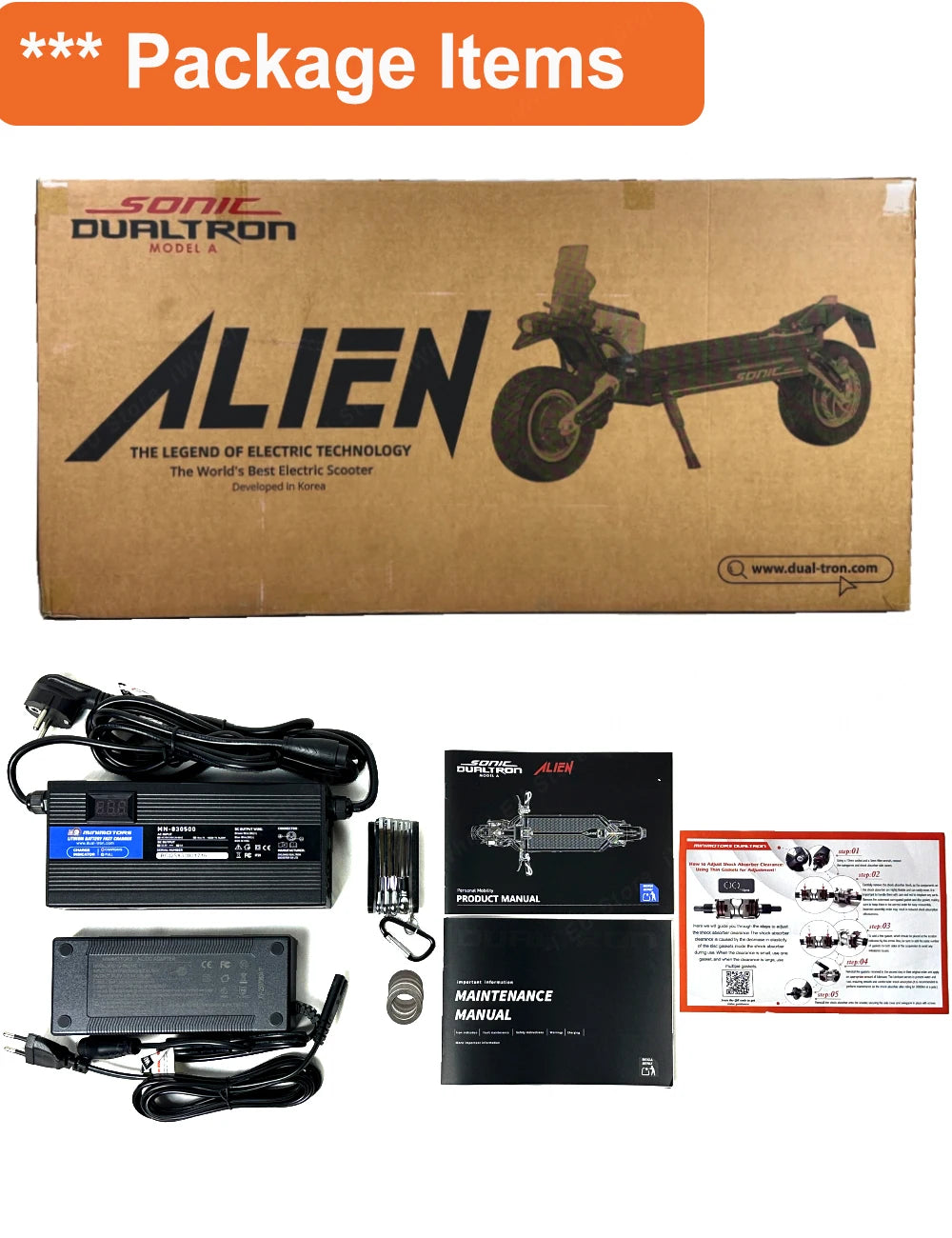 Dualtron Sonic Alien 72V 40Ah EVA Display with Anti-theft Control Dual Motor 2500W*2 Top Speed 100km/h with GPS Function Scooter