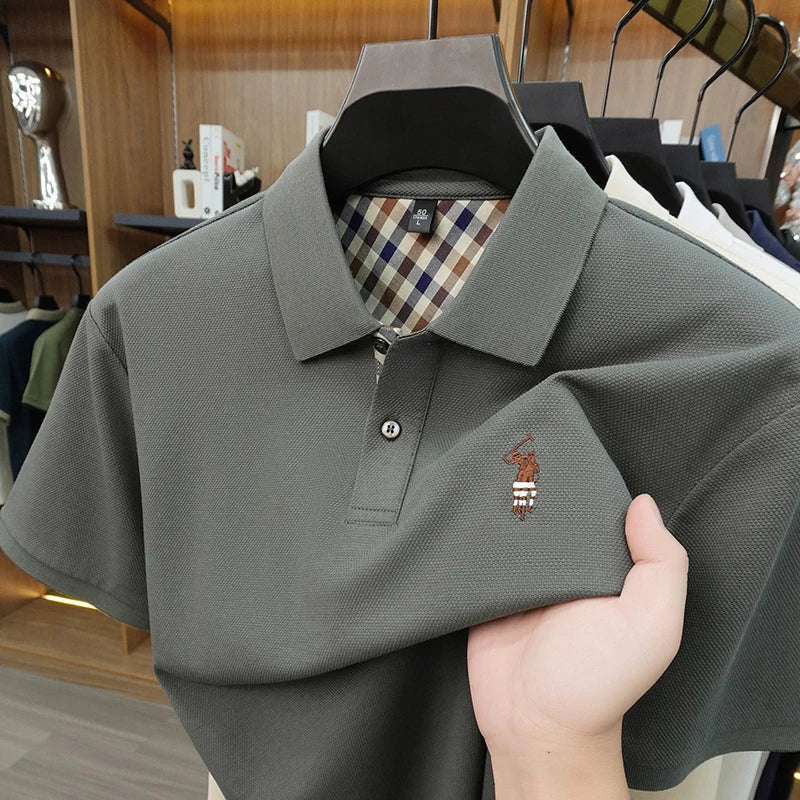 Designer luxury brand short sleeve polo shirt men summer trend striped hot selling Paul embroidery business casual golf T-shirt