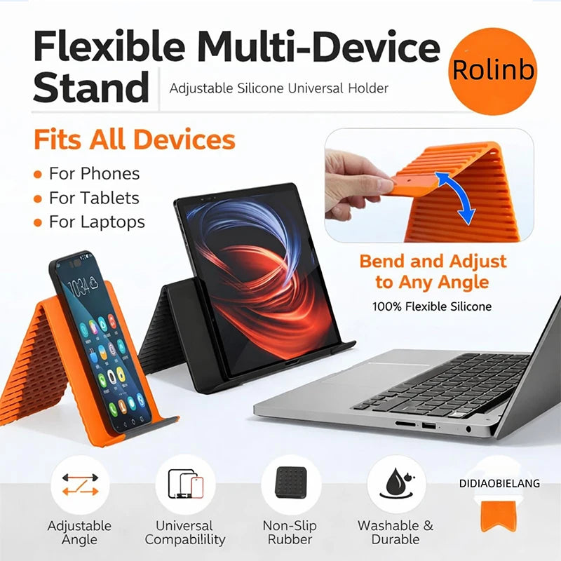 Flexible Silicone Mobile Phone Flat Bracket Universal Folding Portable Lazy Support Multifunctional Desktop Deformation Support