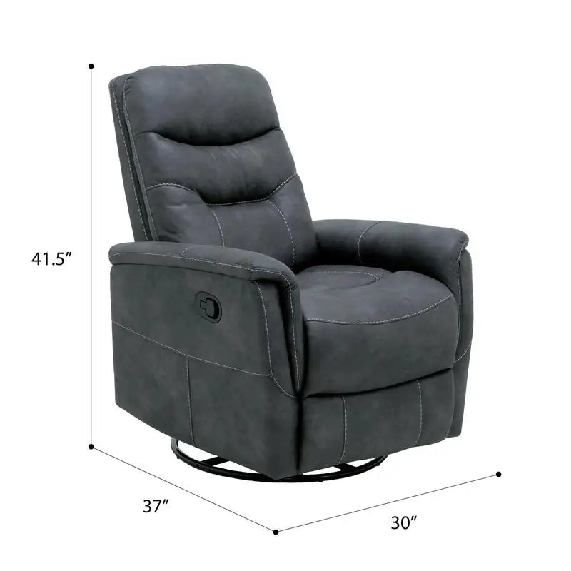 Gray Swivel Glider Recliner Chair for Comfort and Style, Ideal for Living Room or Nursery, Adjustable Relaxation with Modern