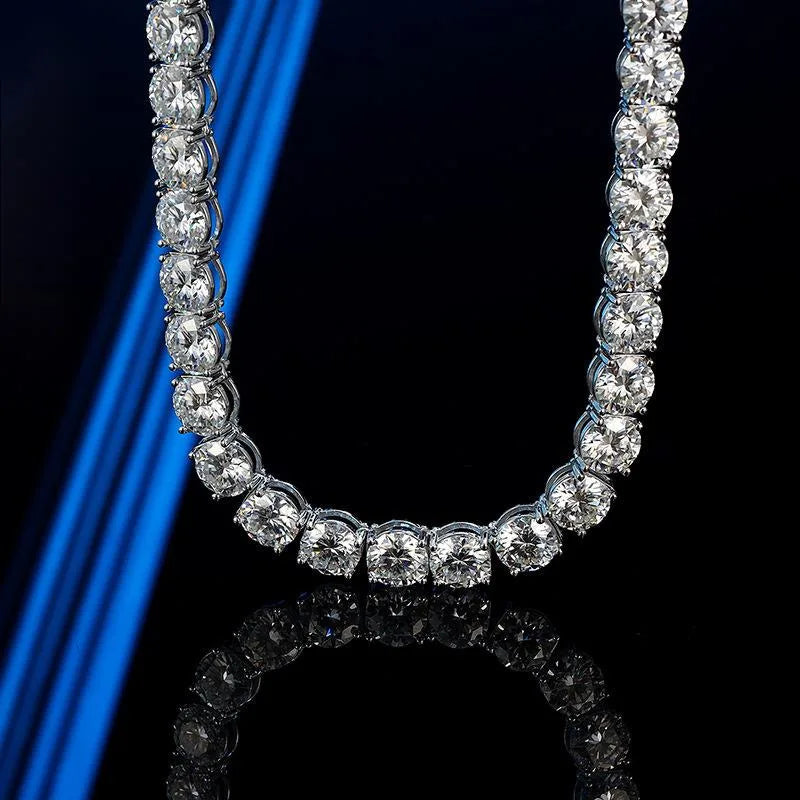 Butterflykiss Luxury Unisex 10mm Total156/236CT  Moissanite Tennis Necklace Full Moissanite Chain S925 Silver For Men Women Gift