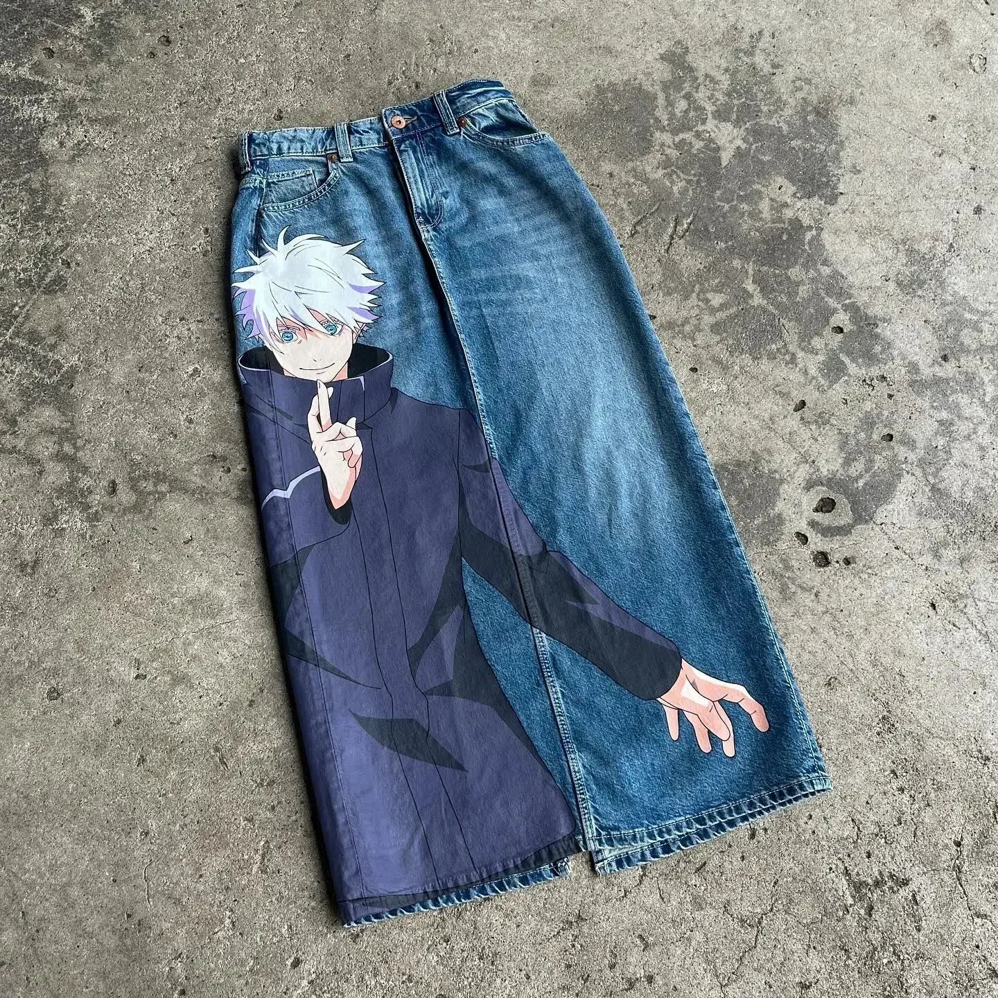 Harajuku high street y2k baggy jeans vintage wide leg denim pants popular anime jeans streetwear couples trouser men clothing
