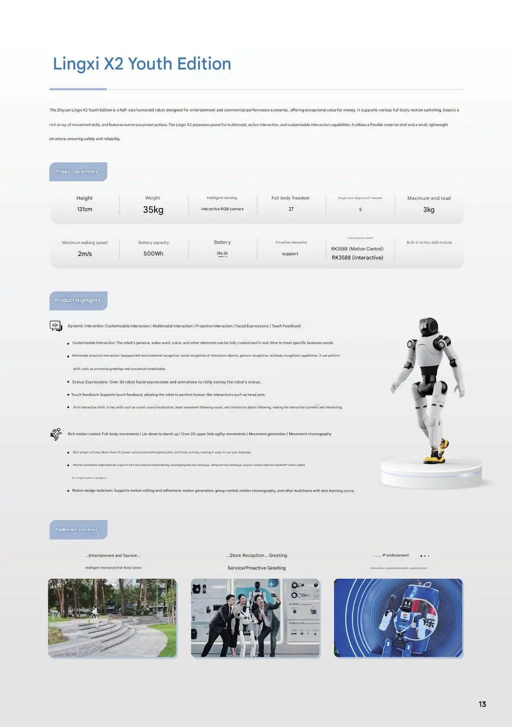 Humanoid robot with hot swappable 500Wh battery and optional charging station for continuous daily operation
