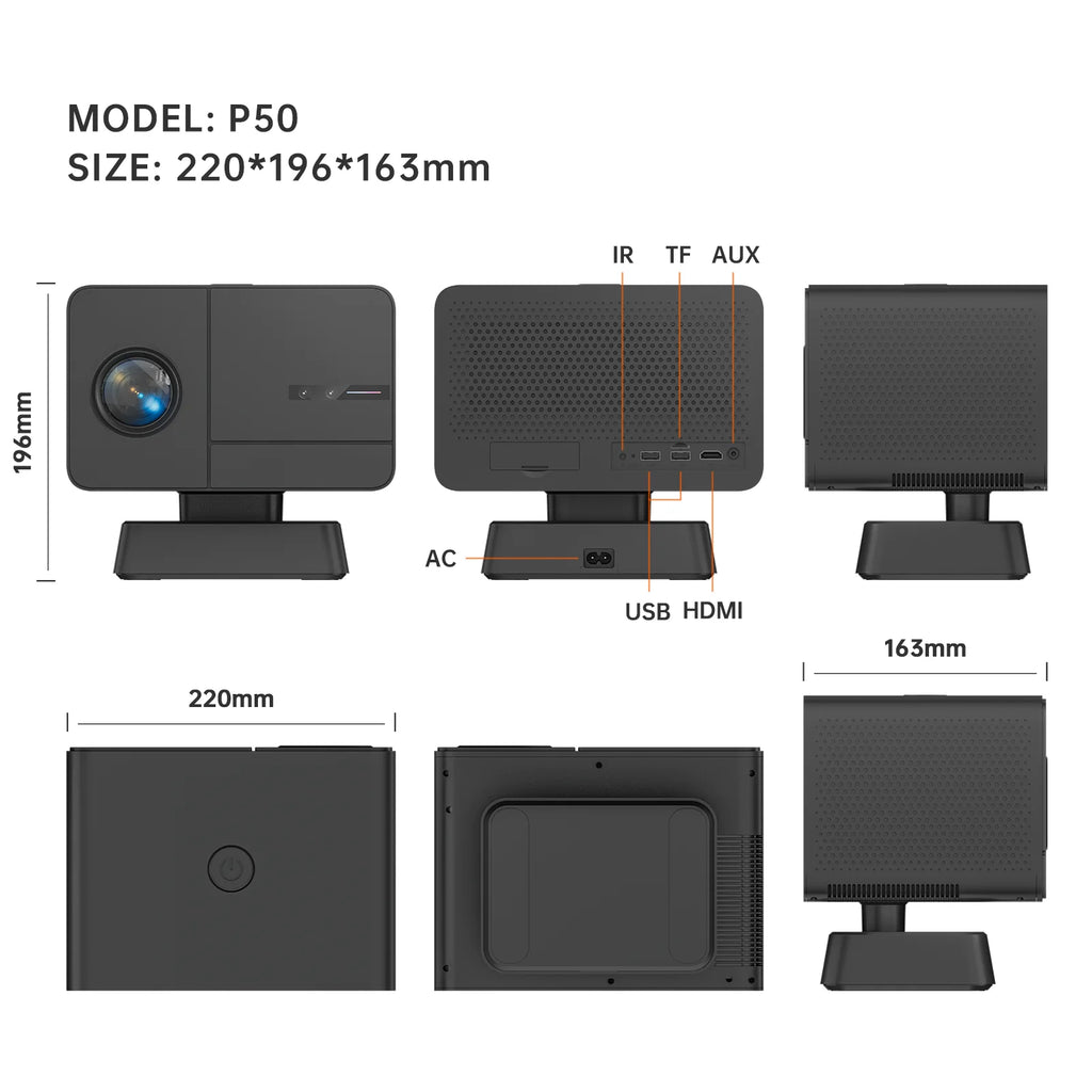 P50Max Gamepad Mini Projector H713 1080P 2+16GB 450 Lumens Smart TV Android 11 Wifi Portable Home Theater LED Games Projectors