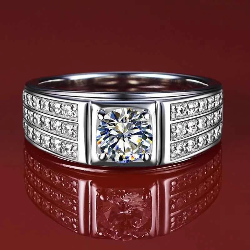 Platinum 950 Diamond 1ct CVD HPHT DEF Color VS-VVS Lab Grown Diamond Engagement Wedding Men Rings Annivery Gift With IGI