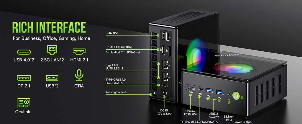 GMKtec Oculink Gaming PC K11 K8 Plus M7 AMD Ryzen 9 8945HS 8845HS 6850H 2*USB4 2*DDR5 2*2.5G LAN Windows 11 Mini desktops WiFi6