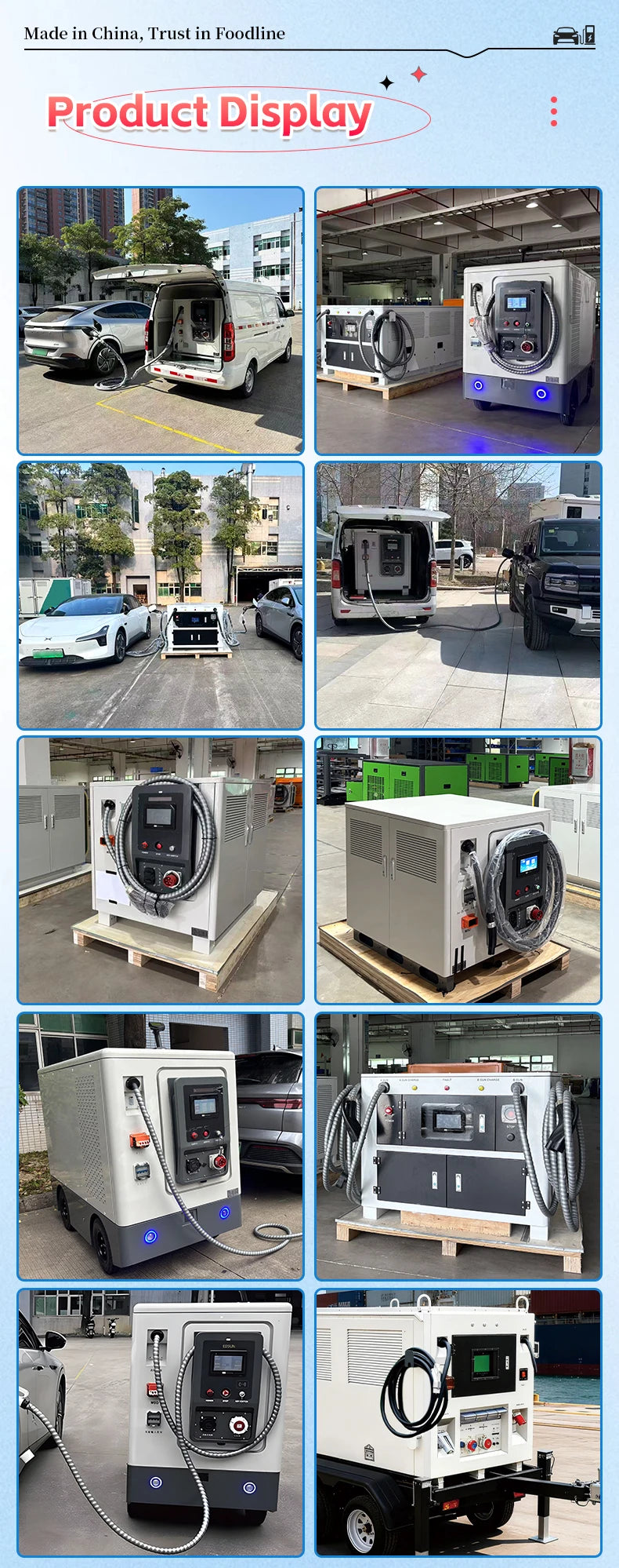Custom Mobile EV Charging Station Quick Charger For Electric Vehicles Portable Car Charging Station For Outdoor And Customer