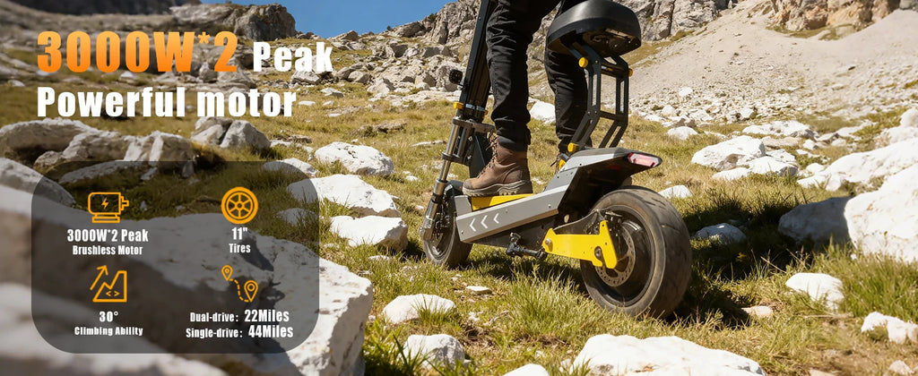 Terrosor 3000Wx2 Adult Electric Scooter Dual Motor Top Speed 50MPH,60V35AH, 11-inch Off-Road Tires Sport Folding EScooter