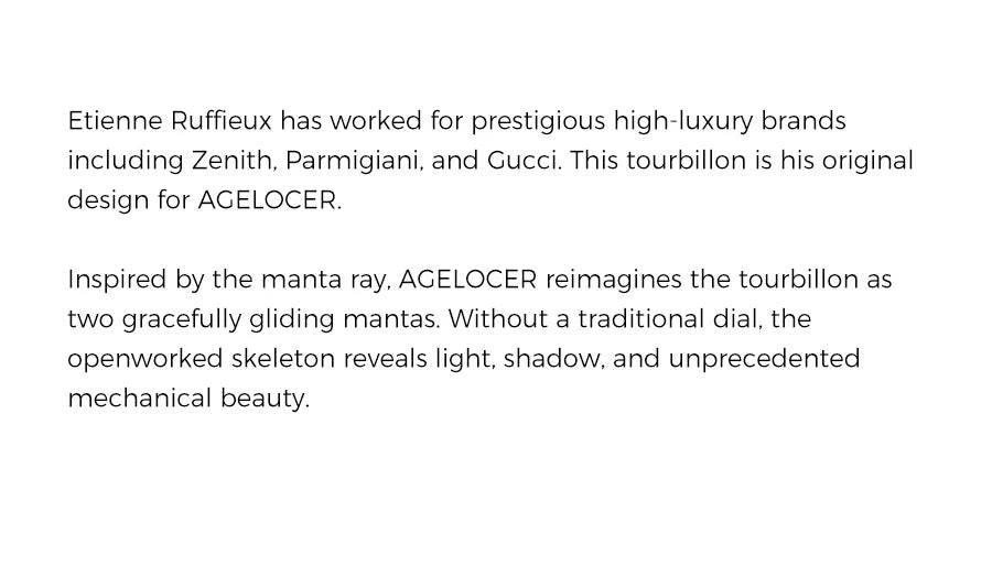 AGELOCER Free-sprung Balance Manta Tourbillon Watch Gold Watch Men's Luxury Skeleton Manual Mechanical Watch Gifts for Men