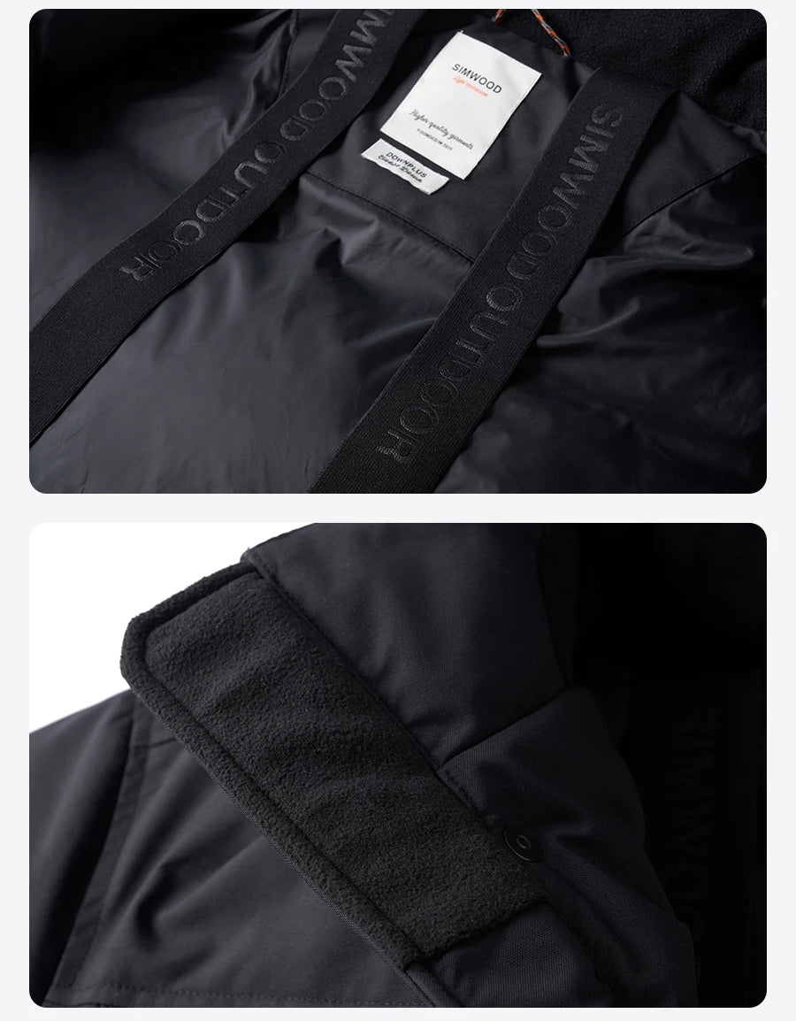 SIMWOOD 2026 Spring Winter New 90% White Goose Down Coats Men Warm Hooded Outdoor Water-repellent Quality Jackets