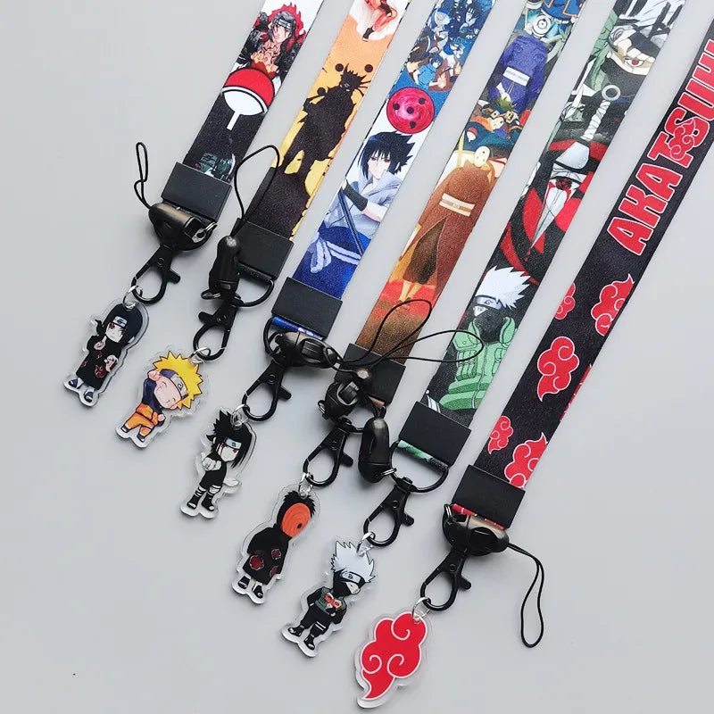 Cartoon Narutos Japanese Anime Lanyard Neck Strap Kakashi Keychain for Pendant Fashion Key Ring Cosplay Accessories Gifts
