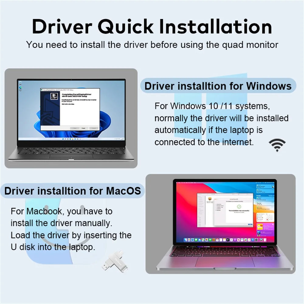 Triple Screen LCD Monitor for Laptop Portable FHD Display Secondary Notebook Monitor with Single Cable Sub Screen 14 inch